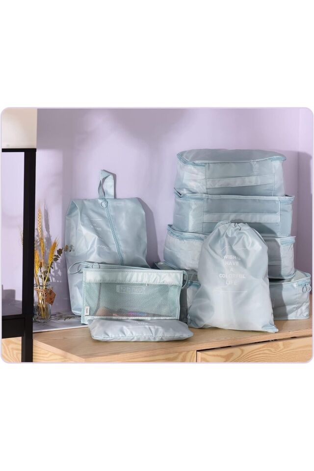 Seyahat Organizatör Bavul Ambalaj Seti Saklama Kutuları, Hurcu, Taşınabil Bagaj 8 Parça