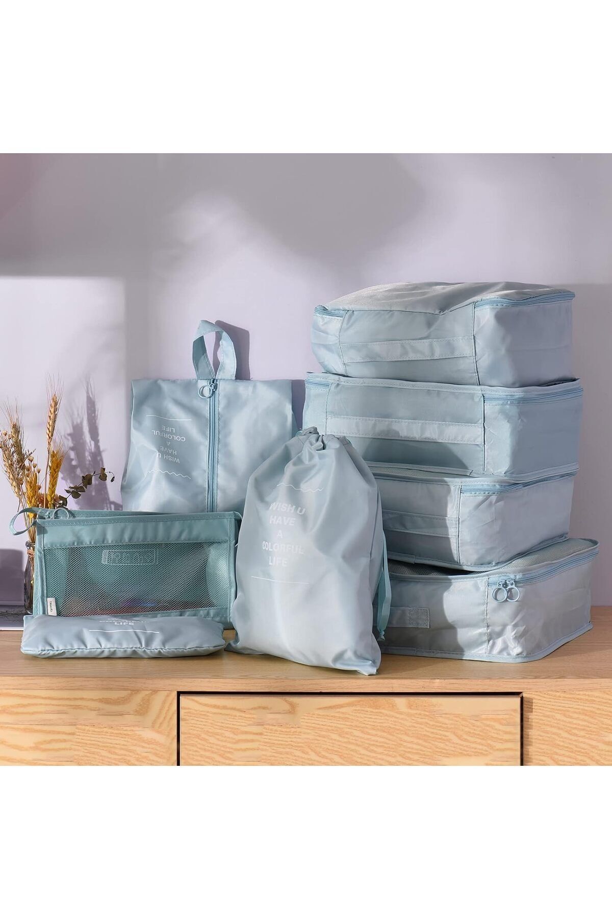 Seyahat Organizatör Bavul Ambalaj Seti Saklama Kutuları, Hurcu, Taşınabil Bagaj 8 Parça