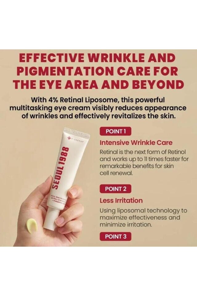 Seoul 1988 Eye Cream Retinal Liposome 4%+fermented Bean 30ml - Yaşlanma Karşıtı Göz Kremi