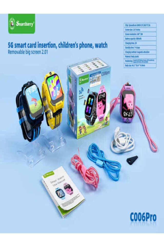 SmartBarry C006pro Çocuk Akıllı Saat - GPS, Kamera, Video Arama, 2.01'' Dokunmatik Ekran