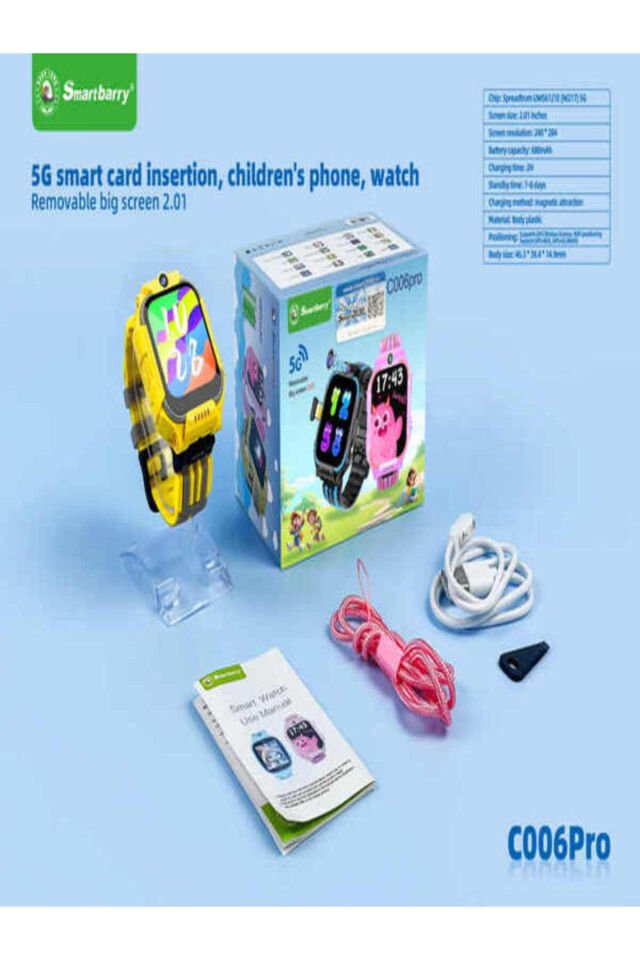 SmartBarry C006pro Çocuk Akıllı Saat - GPS, Kamera, Video Arama, 2.01'' Dokunmatik Ekran