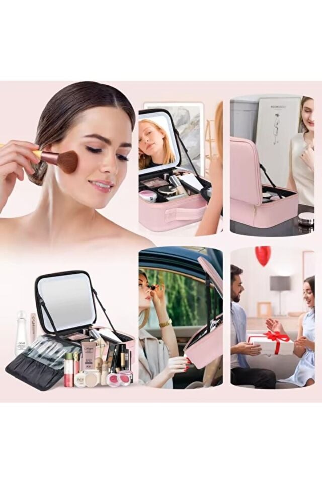 Led Işıklı Aynalı Makyaj Çantası Seyahat Makyaj Çantası
