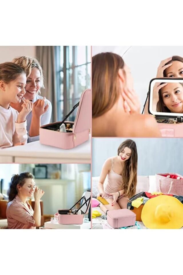 Led Işıklı Aynalı Makyaj Çantası Seyahat Makyaj Çantası