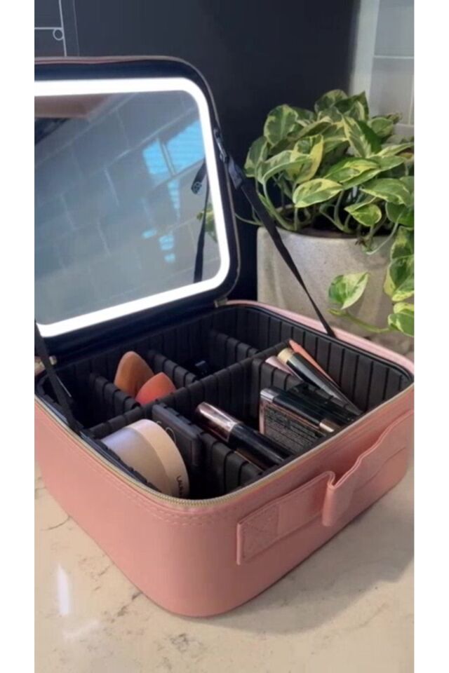 Led Işıklı Aynalı Makyaj Çantası Seyahat Makyaj Çantası