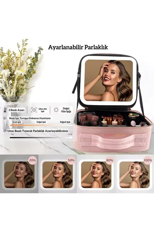 Led Işıklı Aynalı Makyaj Çantası Seyahat Makyaj Çantası