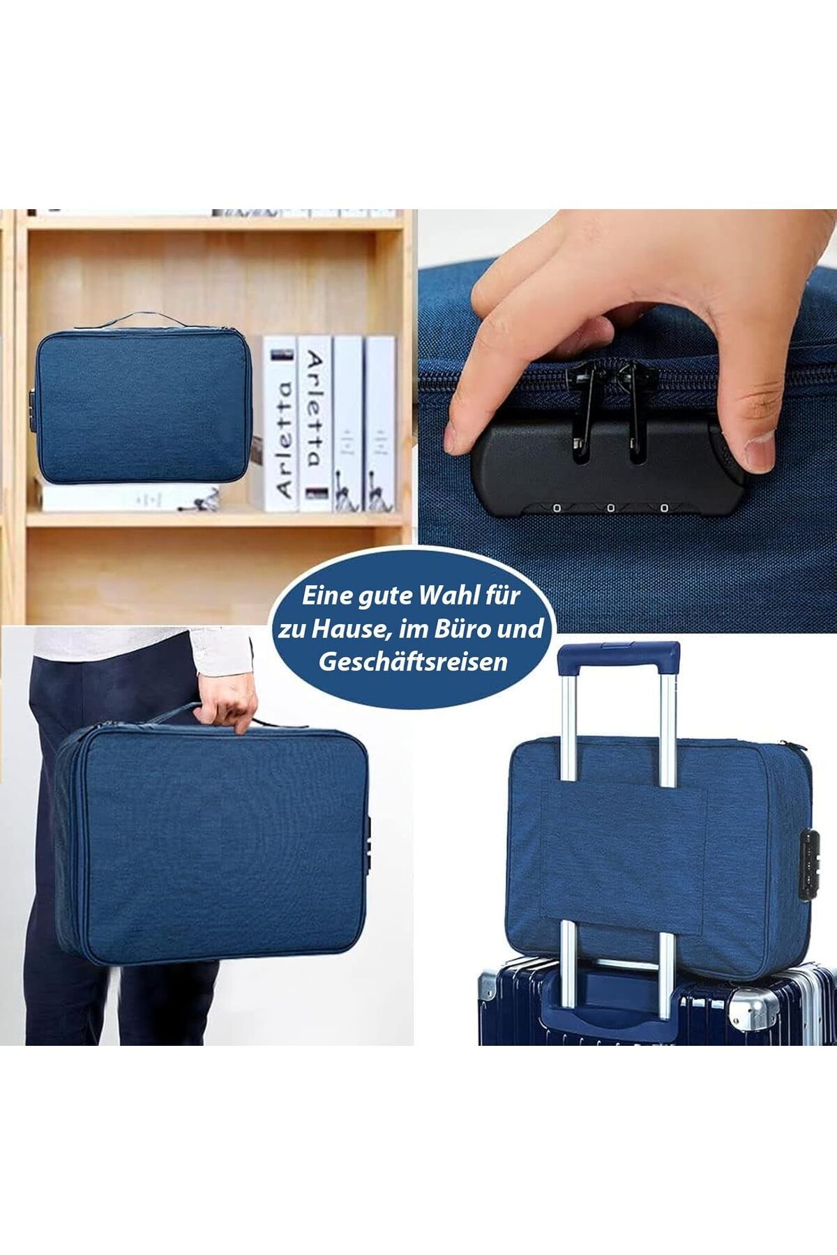 - Organizer Çantası, Evrak Pasaport Saklama Düzenleyici Çanta Kilitli Seyahat