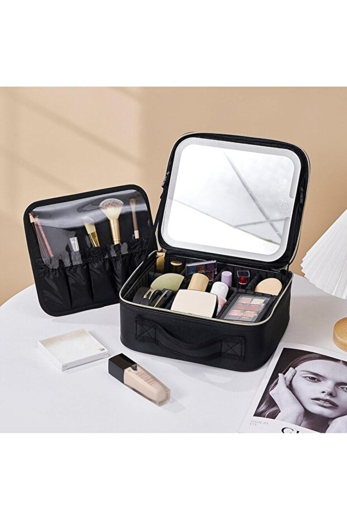 Led Işıklı Aynalı Makyaj Çantası Seyahat Makyaj Çantası