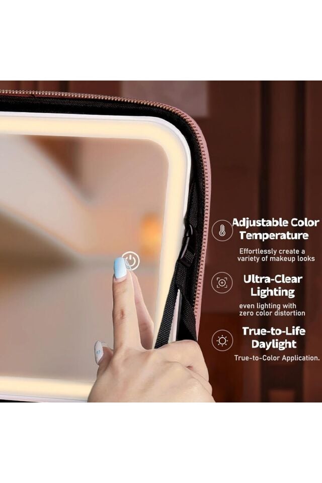 Led Işıklı Aynalı Makyaj Çantası Seyahat Makyaj Çantası