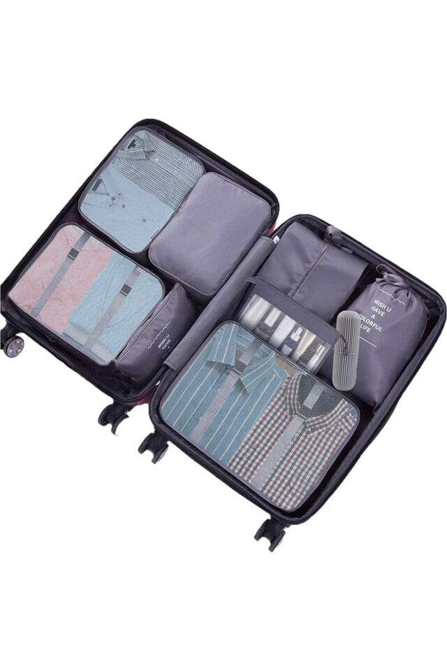 Seyahat Organizatör Bavul Ambalaj Seti Saklama Kutuları, Hurcu, Taşınabil bagaj 8 parça