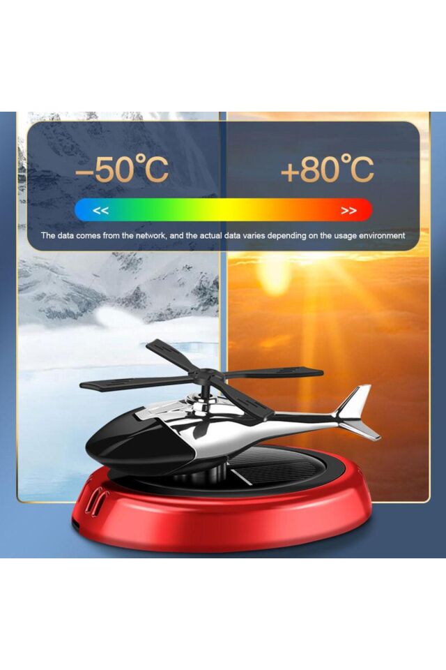 Güneş Enerjili Helikopter Araba Koku Difüzörü Kırmızı