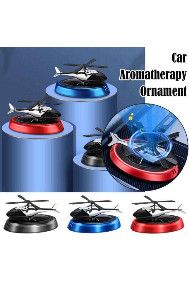 Güneş Enerjili Helikopter Araba Koku Difüzörü Kırmızı