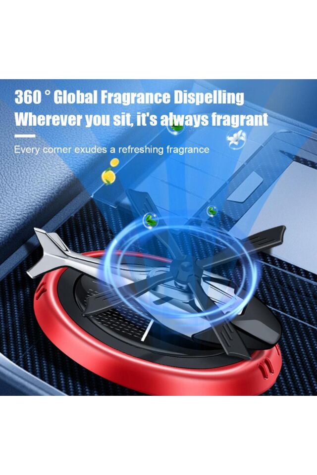 Güneş Enerjili Helikopter Araba Koku Difüzörü Kırmızı