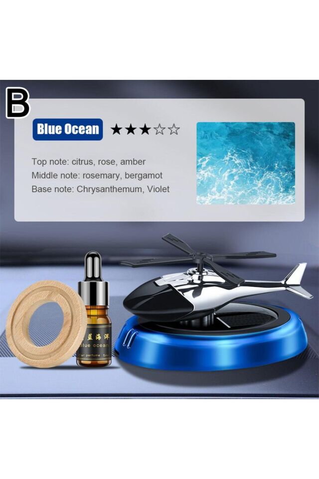 Güneş Enerjili Helikopter Araba Koku Difüzörü Mavi