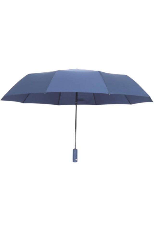 LED Işıklı Otomatik Katlanabilir Şemsiye – Mavi, Rüzgara Dayanıklı, Su Geçirmez