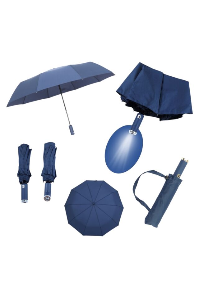 LED Işıklı Tam Otomatik Şemsiye, 10 Panelli, Fener Özellik Şemsiye