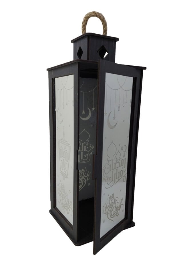 Ramazan'a Özel Ahşap Süsleme Ve Dekoratif Arapça Yazısı Ile Aynalı Gümüş Fener
