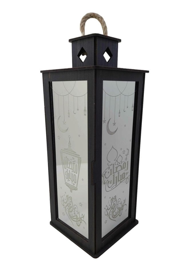 Ramazan'a Özel Ahşap Süsleme Ve Dekoratif Arapça Yazısı Ile Aynalı Gümüş Fener