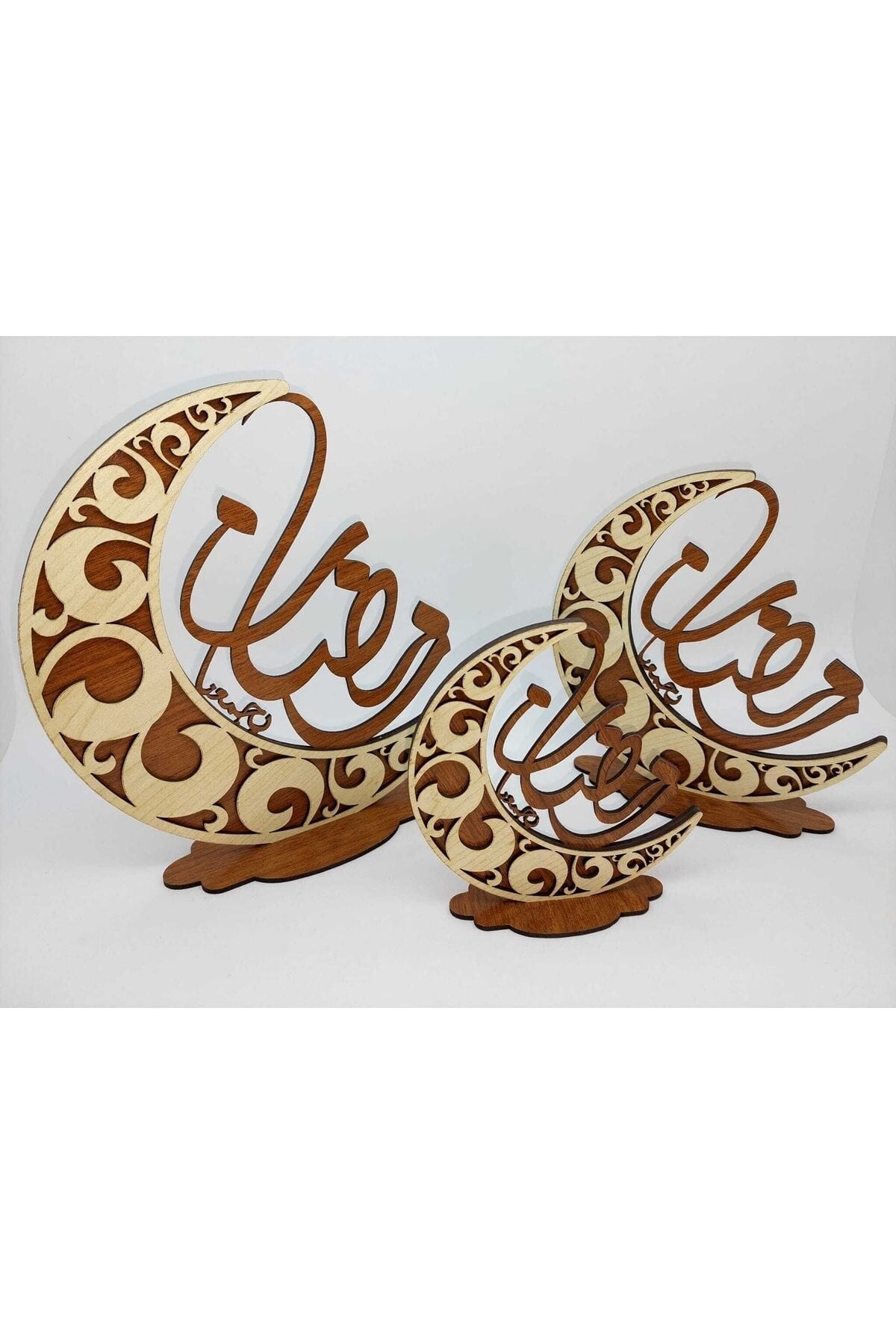 Ahşap Süsleme Ve Dekoratif Hilal 3lü Takımı