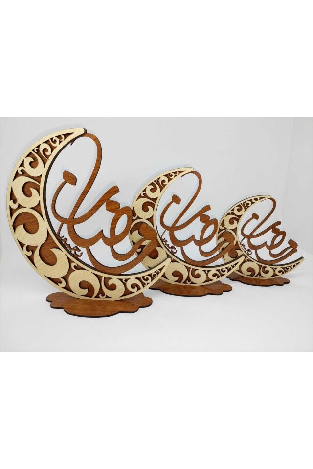 Ahşap Süsleme Ve Dekoratif Hilal 3lü Takımı