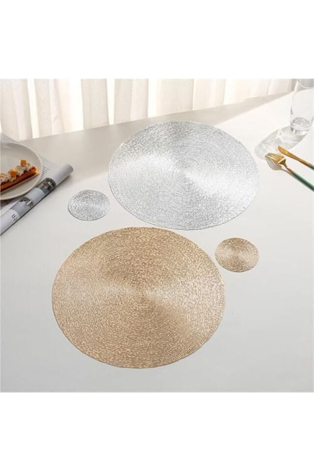 PVC yemek takımı, Yuvarlak PVC Amerikan Servis Seti 6 Parça Gümüş(Silver) Gümüş