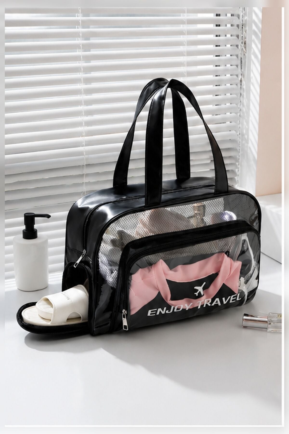 One Kado Seyahat Spor Çantası – Ayakkabı Bölmeli Şeffaf Organizer
