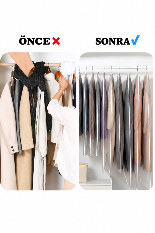 One Kado Askılı Kıyafet Koruma Kılıfı